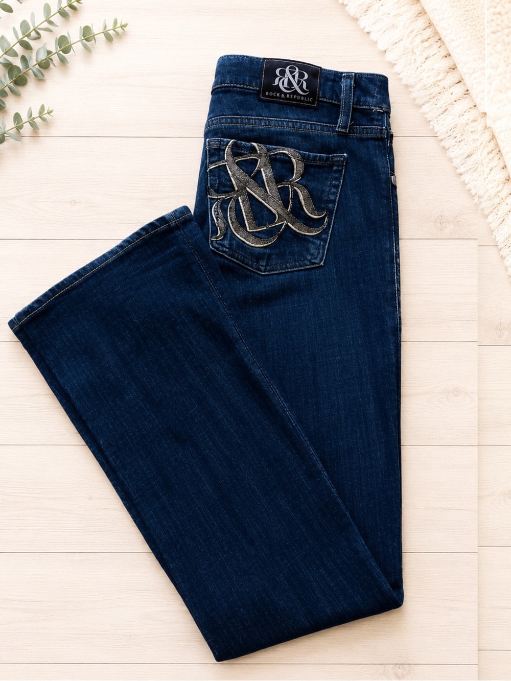 Vintage Rock & Republic Kasandra Flare‎ Denim Blue Jeans 28